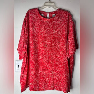 August Silk Women's Abstract Printed Boxy Blouse Top -‎ 100% Silk - Size 3XL